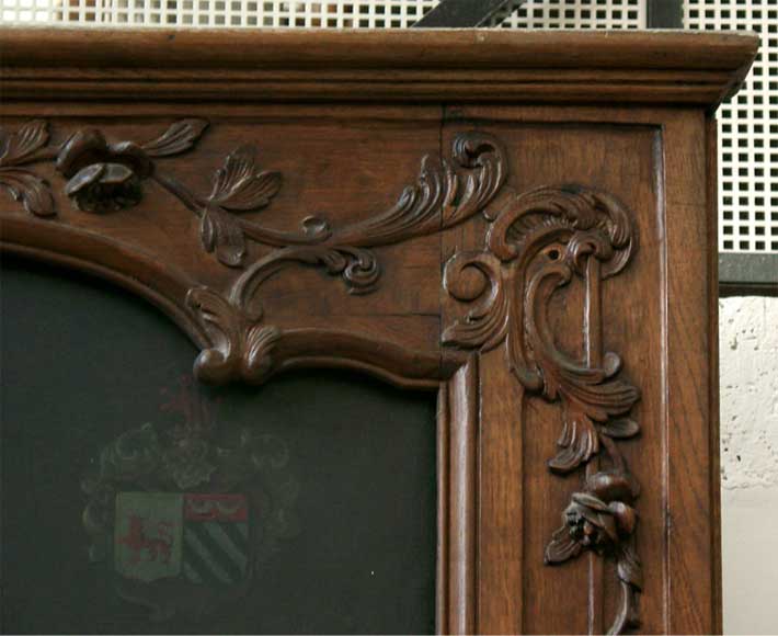 Cheminée et trumeau en chêne avec portrait de dame Cheminée et trumeau en chêne avec portrait de dame-10