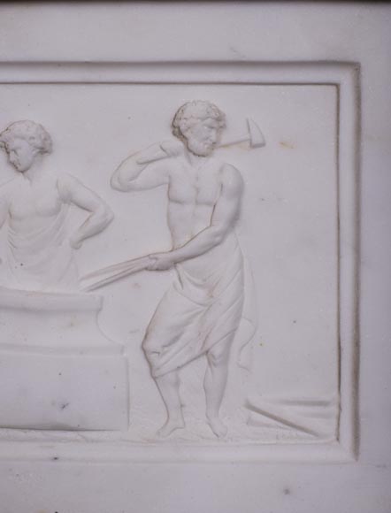 Cheminée marbre blanc demi statuaire Cheminée marbre blanc demi statuaire-3