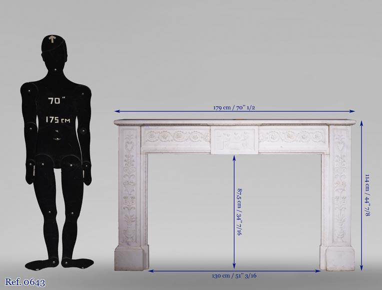 Cheminée marbre blanc demi statuaire Cheminée marbre blanc demi statuaire-15
