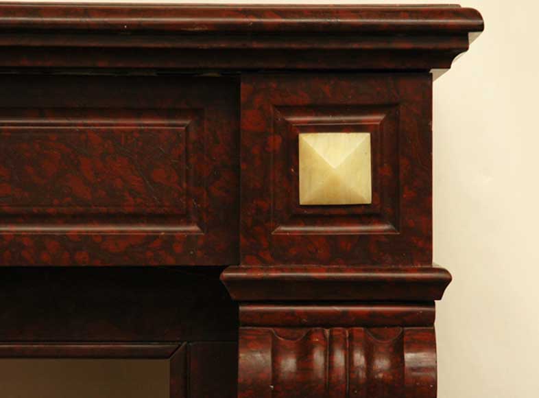 Cheminée en marbre Rouge Griotte et onyx.  Cheminée en marbre Rouge Griotte et onyx. -4