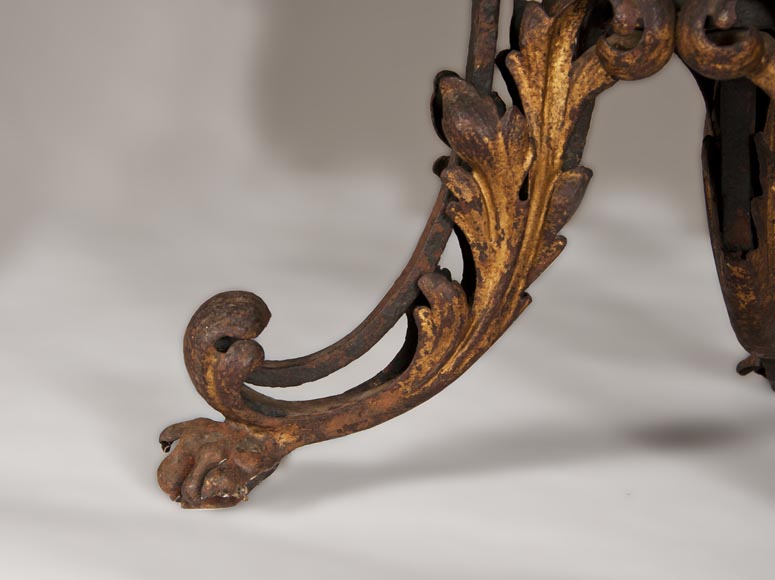 Brasero de style Louis XV en fer forgé doré à l'huile Brasero de style Louis XV en fer forgé doré à l'huile-6