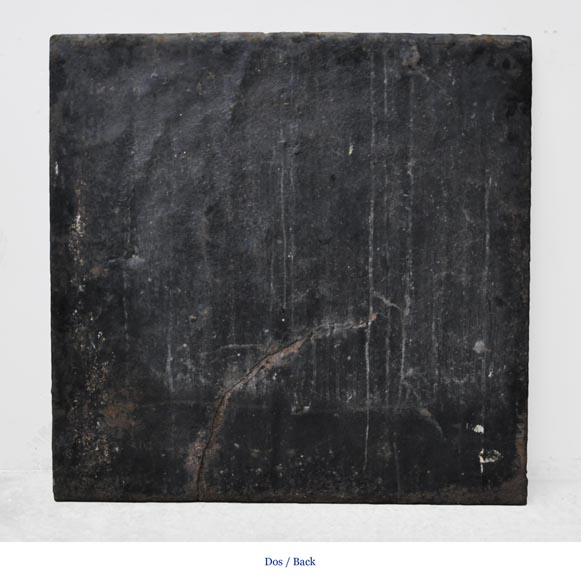 Plaque de cheminée ancienne aux Armes de France et anges aux trompettes Plaque de cheminée ancienne aux Armes de France et anges aux trompettes-5