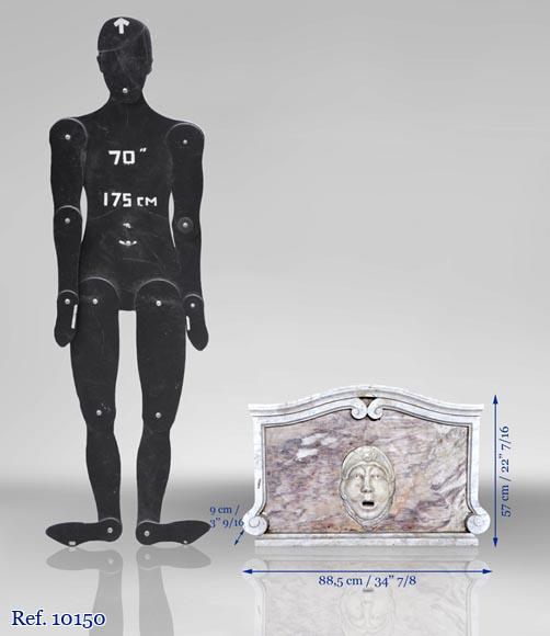 Fronton de fontaine en marbre de Carrare et Fleur de Pêcher Fronton de fontaine en marbre de Carrare et Fleur de Pêcher-6