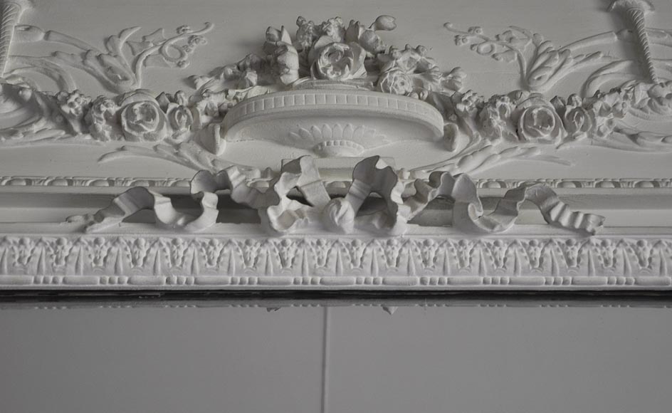 Grand trumeau ancien de style Louis XVI avec glace au mercure Grand trumeau ancien de style Louis XVI avec glace au mercure-3