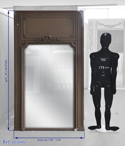 Trumeau de cheminée ancien de style Louis XVI à décor de rosaces et nœud Trumeau de cheminée ancien de style Louis XVI à décor de rosaces et nœud-5