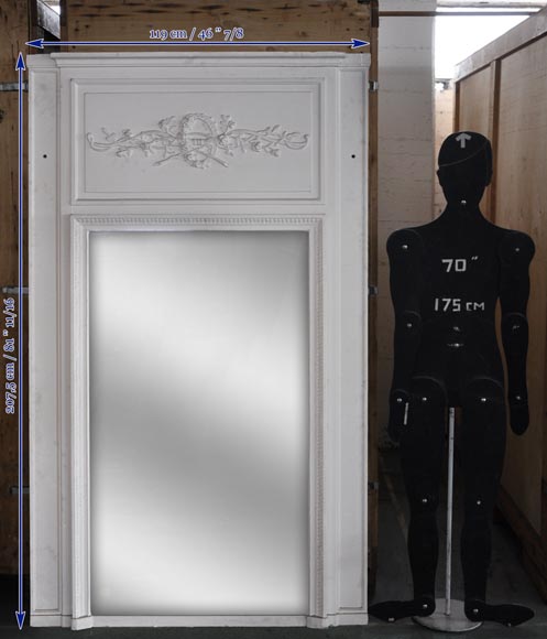 Trumeau de style Louis XVI peint en blanc orné d'un arc Trumeau de style Louis XVI peint en blanc orné d'un arc-5