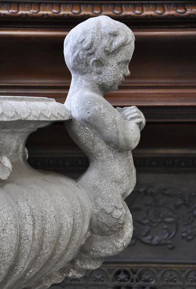 Louis LONATI, Paire de vasques à decors de tritons et de faunes, sur leurs socles d'origine Louis LONATI, Paire de vasques à decors de tritons et de faunes, sur leurs socles d'origine-6