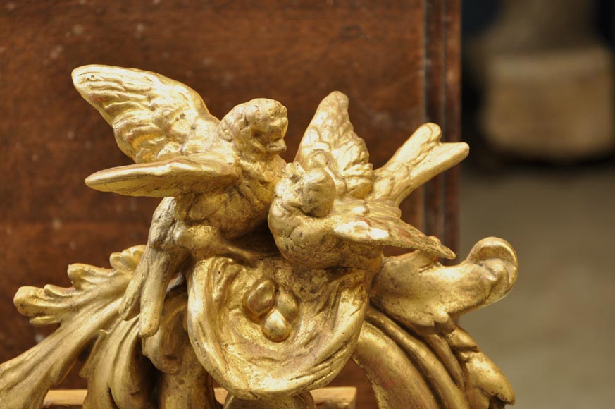 Superbe miroir à parecloses Napoléon III en bois et stuc doré à décor de putti et de profils de femmes en médaillons Superbe miroir à parecloses Napoléon III en bois et stuc doré à décor de putti et de profils de femmes en médaillons-5