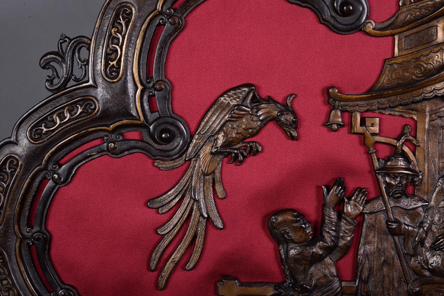 Maison MARNYHAC (att. à) - Rare pare-étincelle ancien sinisant en bronze à patine brune, seconde moitié du XIXème siècle Maison MARNYHAC (att. à) - Rare pare-étincelle ancien sinisant en bronze à patine brune, seconde moitié du XIXème siècle-4