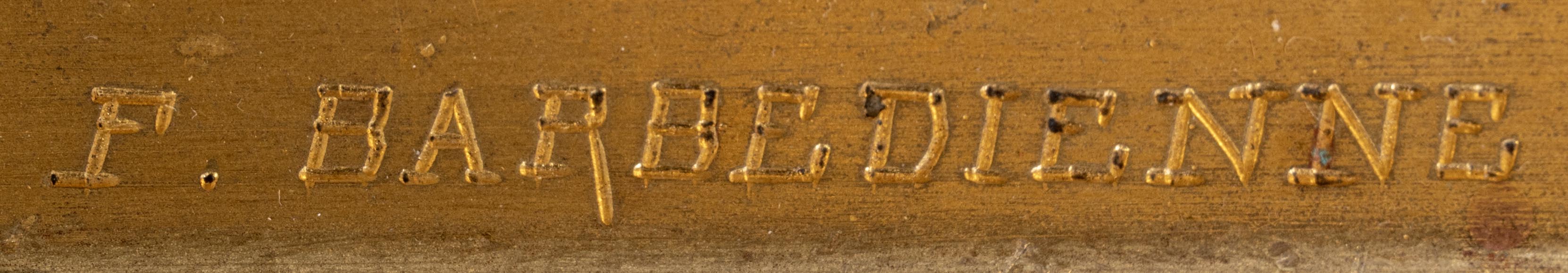 Paire de chenets de style Napoléon III en bronze doré au décors émaillé Paire de chenets de style Napoléon III en bronze doré au décors émaillé-9