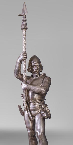 D'après Jean-Auguste BARRE (1811-1896) - Garniture de cheminée figurant Marie de Bourgogne partant à la chasse au faucon D'après Jean-Auguste BARRE (1811-1896) - Garniture de cheminée figurant Marie de Bourgogne partant à la chasse au faucon-9