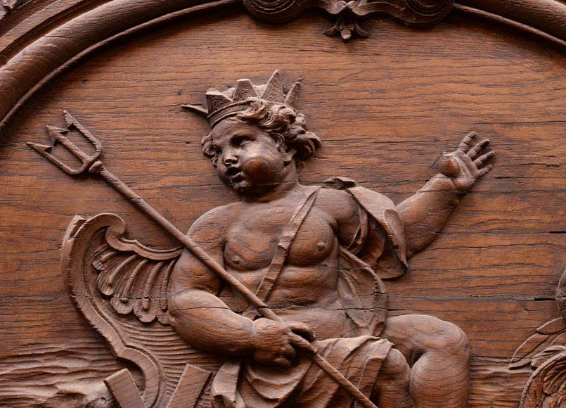 Trumeau en bois de style Louis XV figurant Poséidon, fin du XIXe siècle Trumeau en bois de style Louis XV figurant Poséidon, fin du XIXe siècle-3