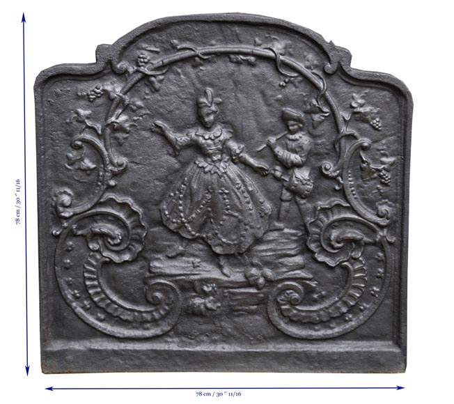 Plaque de cheminée de style Louis XV à la femme au pas de danse et au musicien Plaque de cheminée de style Louis XV à la femme au pas de danse et au musicien-8