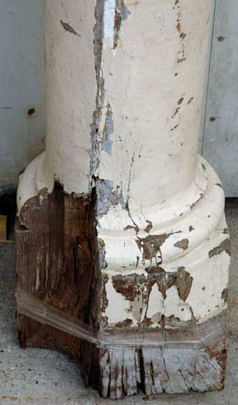 Paire de colonnes en bois  du XVIIIe siècle Paire de colonnes en bois  du XVIIIe siècle-4