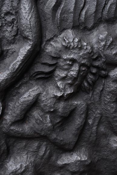 Plaque de cheminée ancienne représentant les Damnés brûlant en Enfer  Plaque de cheminée ancienne représentant les Damnés brûlant en Enfer -3