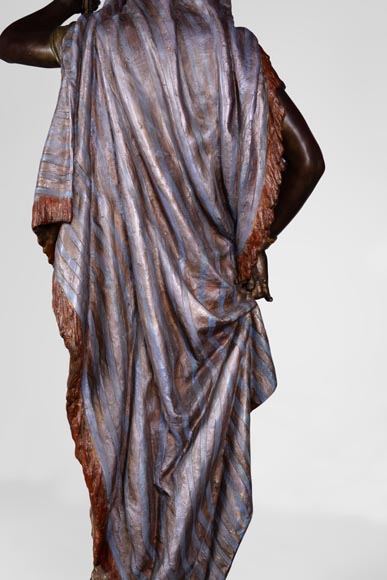 Anatole J. GUILLOT (1865-1911) (d'après) - « Jeune orientale», Importante torchère en régule polychrome Anatole J. GUILLOT (1865-1911) (d'après) - « Jeune orientale», Importante torchère en régule polychrome-9