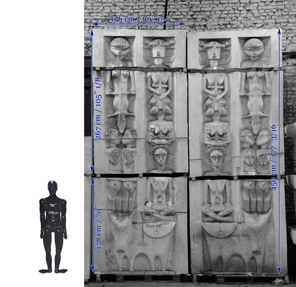 Ensemble d'éléments décoratifs monumentaux de style ethnique en plâtre, XXè siècle Ensemble d'éléments décoratifs monumentaux de style ethnique en plâtre, XXè siècle-13