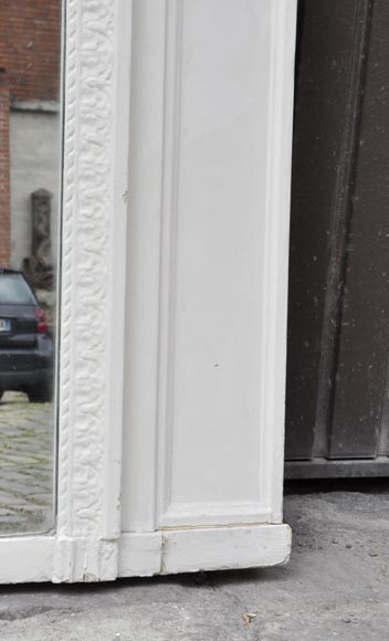 Trumeau ancien de style Louis XVI à frise de fleurs, bois et stuc peint Trumeau ancien de style Louis XVI à frise de fleurs, bois et stuc peint-6