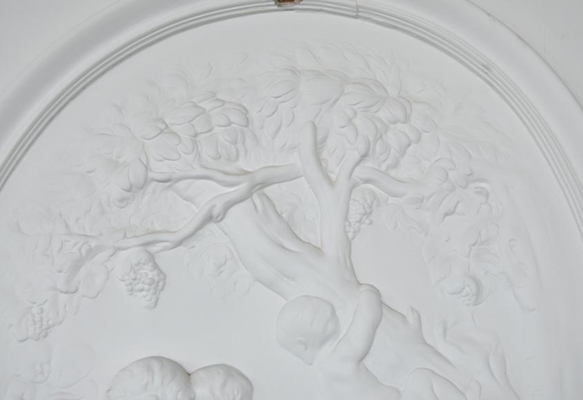 Important trumeau ancien de style Régence, décor de putti jouant dans les vignes Important trumeau ancien de style Régence, décor de putti jouant dans les vignes-3