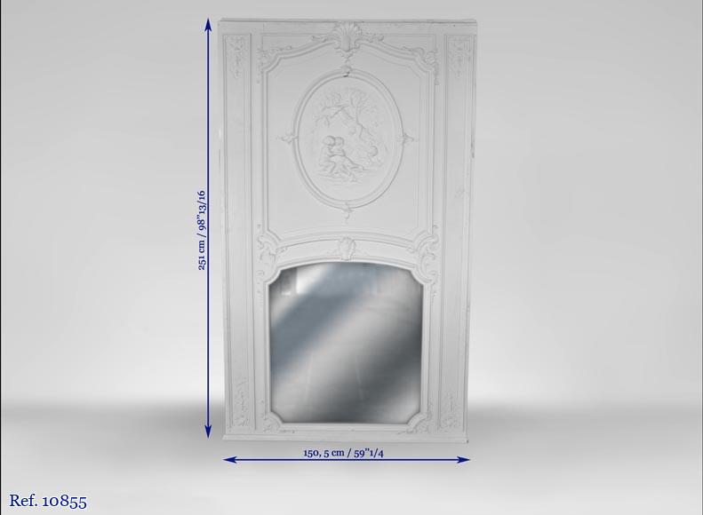 Important trumeau ancien de style Régence, décor de putti jouant dans les vignes Important trumeau ancien de style Régence, décor de putti jouant dans les vignes-9