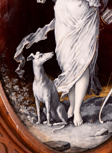 Important cabinet en noyer de style Néo-Renaissance - Émaux peints signés par Théophile Soyer (1853-1940)  Important cabinet en noyer de style Néo-Renaissance - Émaux peints signés par Théophile Soyer (1853-1940)-3