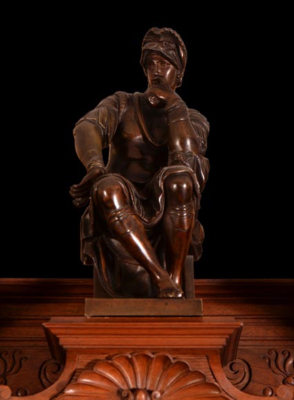 Important cabinet en noyer de style Néo-Renaissance - Émaux peints signés par Théophile Soyer (1853-1940)  Important cabinet en noyer de style Néo-Renaissance - Émaux peints signés par Théophile Soyer (1853-1940)-11