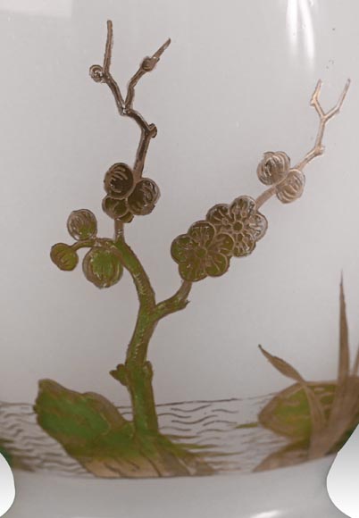 BACCARAT, Paire de vases au paon, au coq et à l’échassier, vers 1880 BACCARAT, Paire de vases au paon, au coq et à l’échassier, vers 1880-9