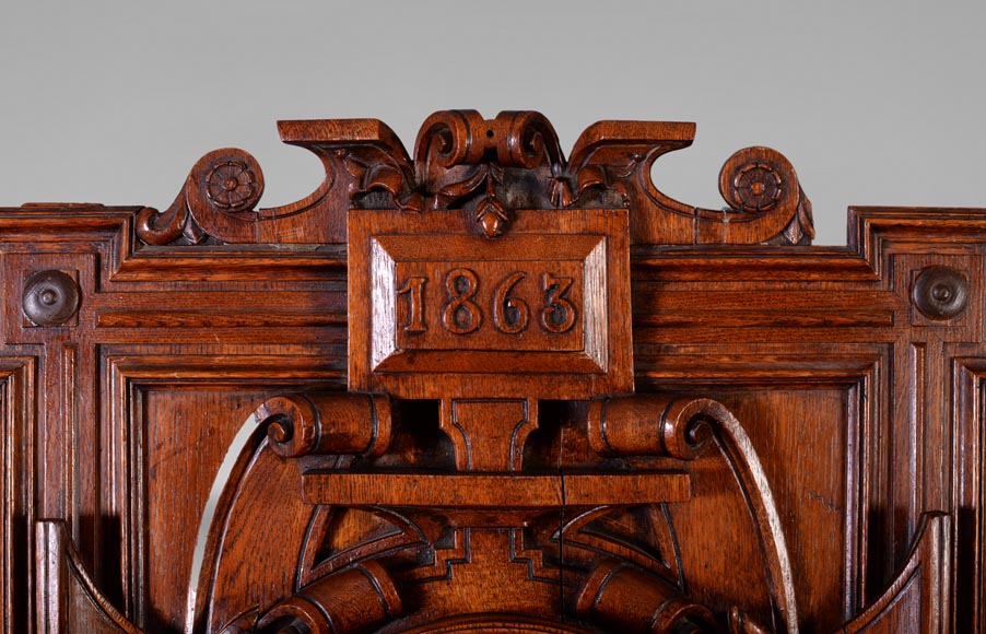 GUERET Frères - Ensemble comprenant une pendule et un baromètre en chêne GUERET Frères - Ensemble comprenant une pendule et un baromètre en chêne-2