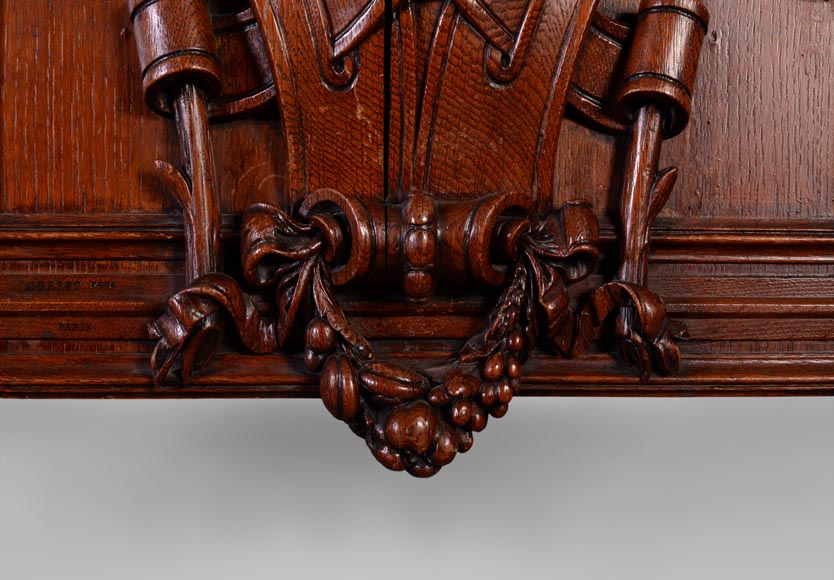 GUERET Frères - Ensemble comprenant une pendule et un baromètre en chêne GUERET Frères - Ensemble comprenant une pendule et un baromètre en chêne-9