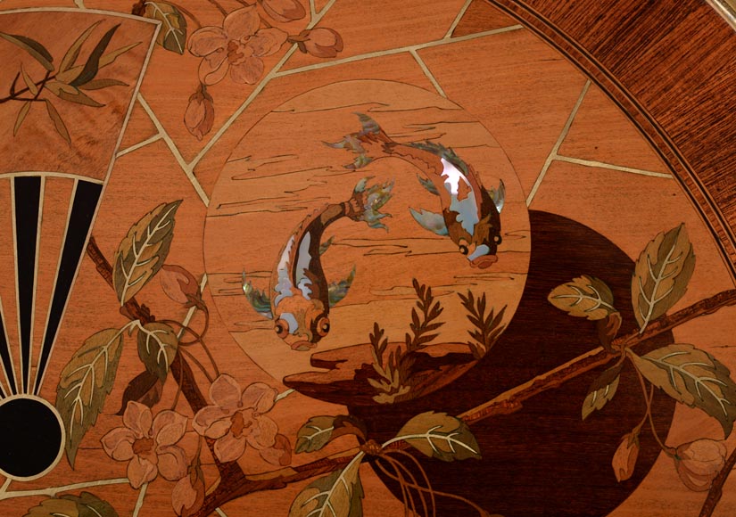 Pierre-Ferdinand DUVINAGE (1823-1876) - Guéridon à décor japonisant en marqueterie cloisonné Pierre-Ferdinand DUVINAGE (1823-1876) - Guéridon à décor japonisant en marqueterie cloisonné-3