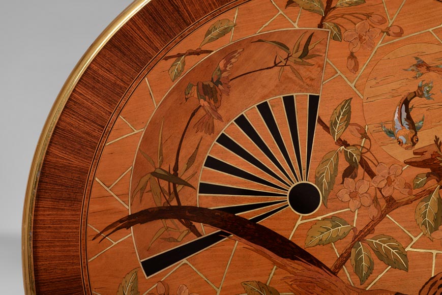 Pierre-Ferdinand DUVINAGE (1823-1876) - Guéridon à décor japonisant en marqueterie cloisonné Pierre-Ferdinand DUVINAGE (1823-1876) - Guéridon à décor japonisant en marqueterie cloisonné-4