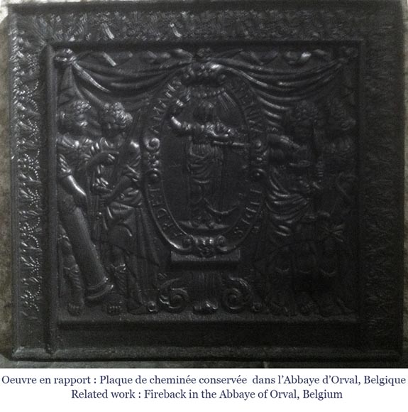 Plaque de cheminée ancienne au décor janséniste, XVIIIème siècle Plaque de cheminée ancienne au décor janséniste, XVIIIème siècle-7