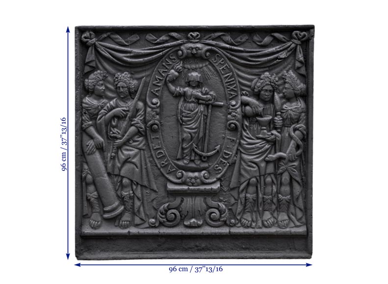 Plaque de cheminée ancienne au décor janséniste, XVIIIème siècle Plaque de cheminée ancienne au décor janséniste, XVIIIème siècle-8