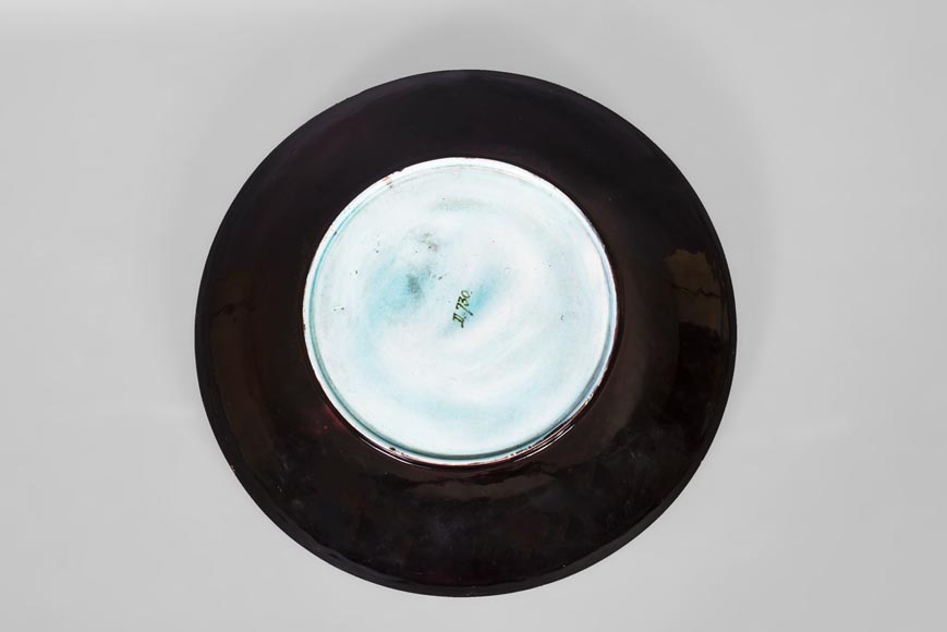 MANUFACTURE JULES VIEILLARD & CIE - Plat en céramique émaillée à décor cloisonné d'un perroquet MANUFACTURE JULES VIEILLARD & CIE - Plat en céramique émaillée à décor cloisonné d'un perroquet-3