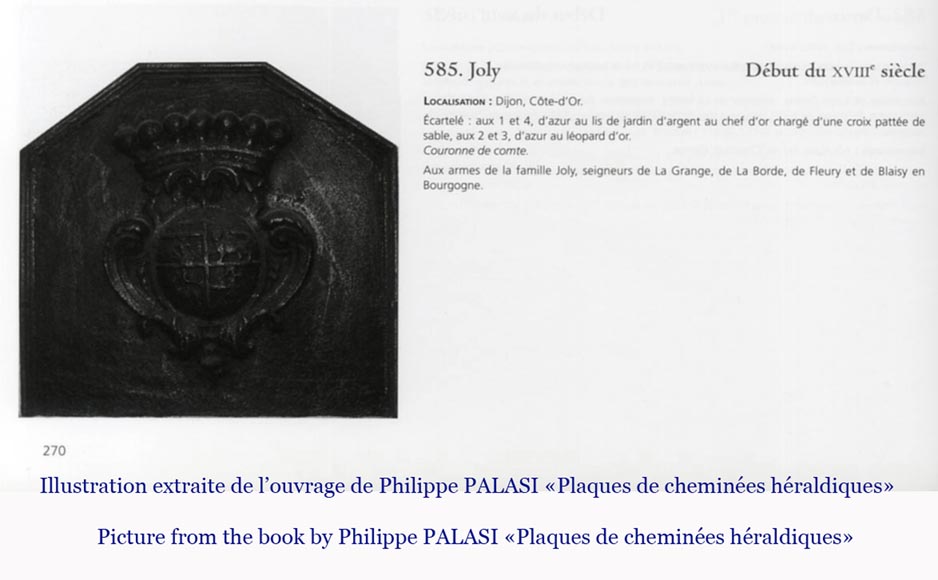 Plaque de cheminée ancienne aux armes de la famille Joly, XVIIIème siècle Plaque de cheminée ancienne aux armes de la famille Joly, XVIIIème siècle-6