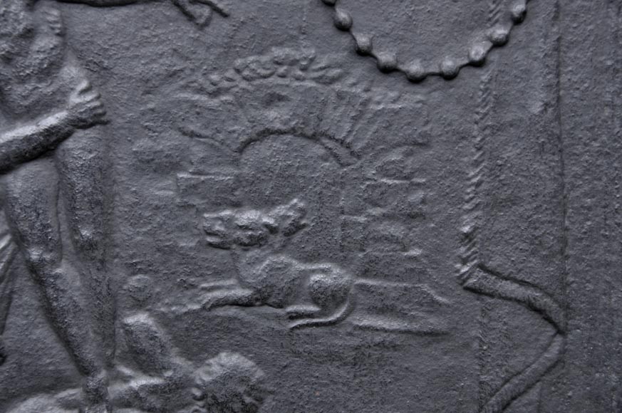 La descente aux Enfers d'Enée - Plaque de cheminée ancienne de style Louis XVI  La descente aux Enfers d'Enée - Plaque de cheminée ancienne de style Louis XVI -2