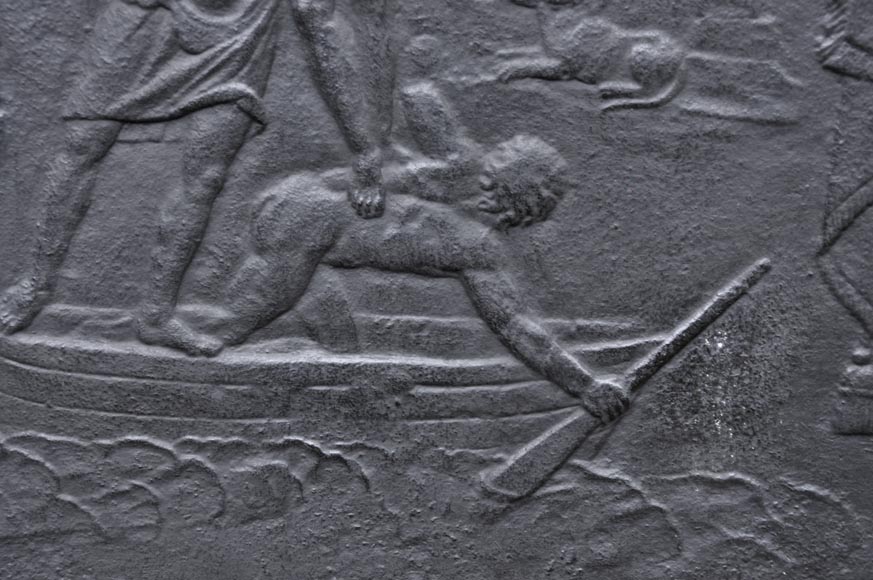 La descente aux Enfers d'Enée - Plaque de cheminée ancienne de style Louis XVI  La descente aux Enfers d'Enée - Plaque de cheminée ancienne de style Louis XVI -3