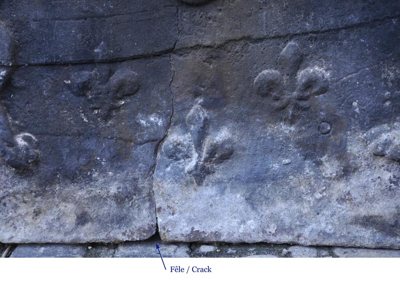 Plaque de cheminée ancienne aux armes de France et aux lions, XVIIème siècle Plaque de cheminée ancienne aux armes de France et aux lions, XVIIème siècle-4