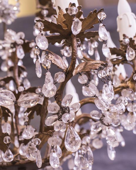 Lustre cage de style Louis XV en cristal de roche et métal doré Lustre cage de style Louis XV en cristal de roche et métal doré-7