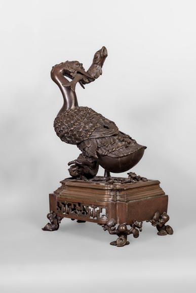 BOUHON - Barre de chenets aux canards et aux poissons BOUHON - Barre de chenets aux canards et aux poissons-1