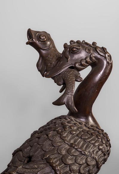 BOUHON - Barre de chenets aux canards et aux poissons BOUHON - Barre de chenets aux canards et aux poissons-2