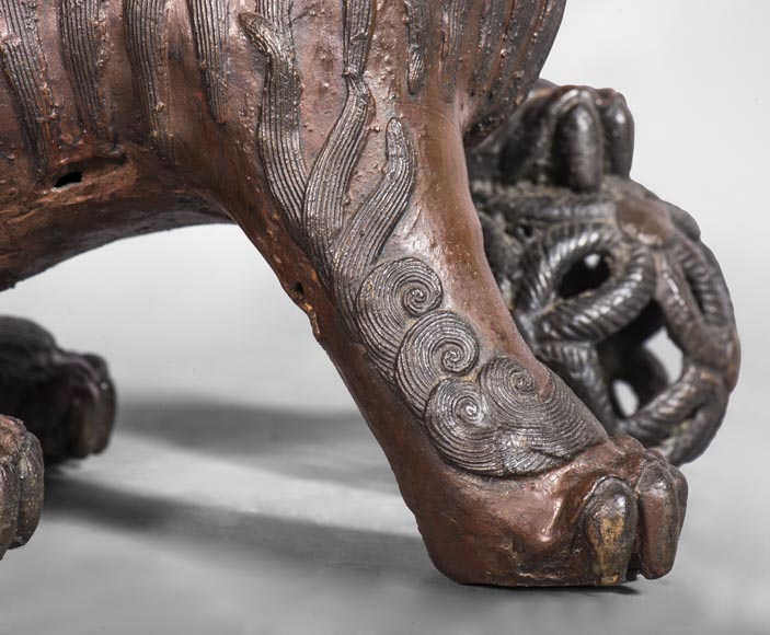 Pendule chinoisante à décor de chien de Fô Pendule chinoisante à décor de chien de Fô-9