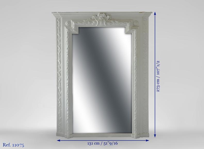 Trumeau ancien de style Napoléon III aux frises de branches de lauriers et à la large coquille  Trumeau ancien de style Napoléon III aux frises de branches de lauriers et à la large coquille -5