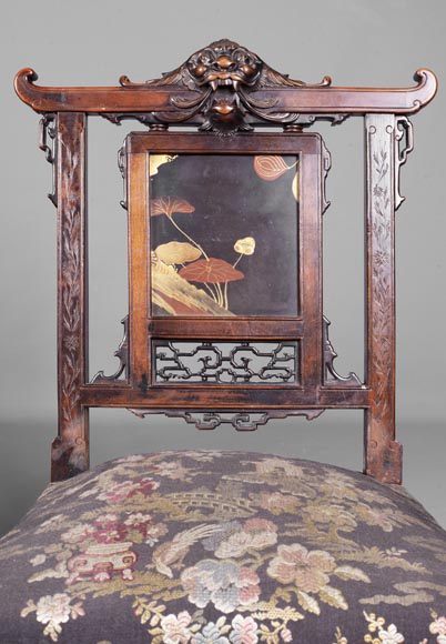 Paire de chaises d'inspiration extrême-orientale Paire de chaises d'inspiration extrême-orientale-3