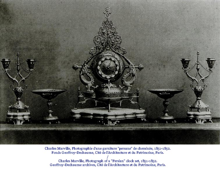 Victor GEOFFROY-DECHAUME (modèle de) et Auguste-Maximilien DELAFONTAINE (bronzier) - Garniture « Persane » en bronze doré et argenté Victor GEOFFROY-DECHAUME (modèle de) et Auguste-Maximilien DELAFONTAINE (bronzier) - Garniture « Persane » en bronze doré et argenté-10