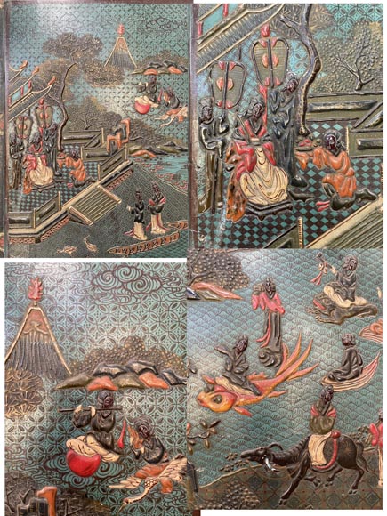 Paire de paravents chinois Paire de paravents chinois-17