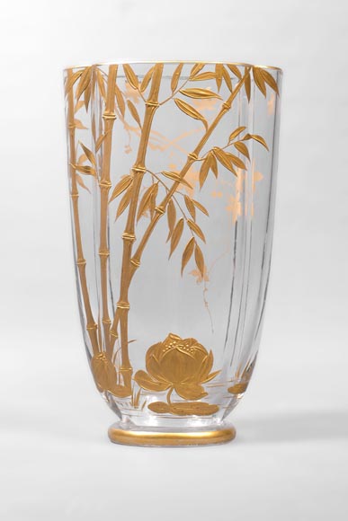 BACCARAT (attribué à), Paire de vases au décor de bambous, vers 1880 BACCARAT (attribué à), Paire de vases au décor de bambous, vers 1880-1
