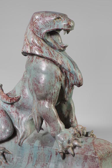 Emmanuel FREMIET (1824-1910) et Emile MÜLLER ET CIE L'Aigle et le lézard, tuiles faîtières d'après les sculptures du Château de Pierrefonds Emmanuel FREMIET (1824-1910) et Emile MÜLLER ET CIE L'Aigle et le lézard, tuiles faîtières d'après les sculptures du Château de Pierrefonds-2