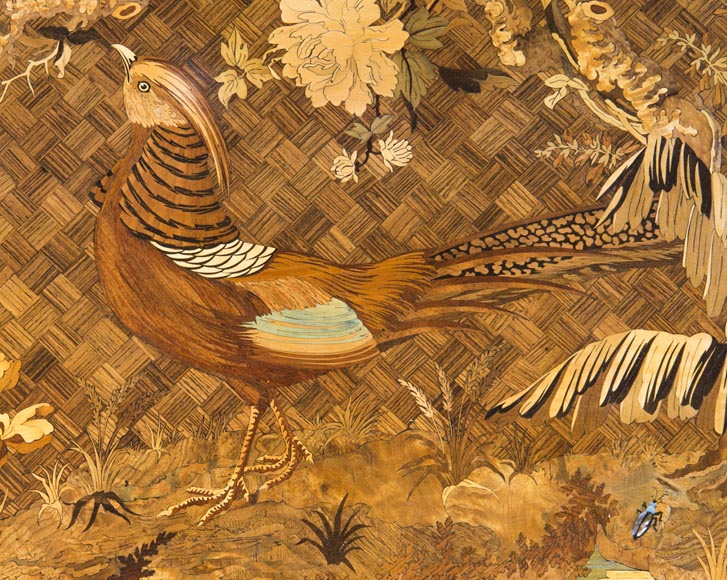 E. MARTIN (ancienne maison RIVART), Bureau en marqueterie à décor de paysage lacustre Exposition Universelle de 1889 E. MARTIN (ancienne maison RIVART), Bureau en marqueterie à décor de paysage lacustre Exposition Universelle de 1889-3