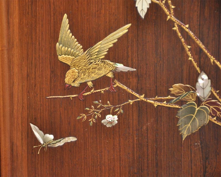 Meuble vitrine japonisant aux oiseaux Meuble vitrine japonisant aux oiseaux-7